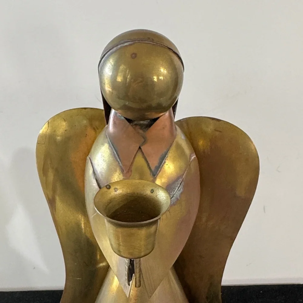 Brass Angel Candleholder Vintage Christmas Decor